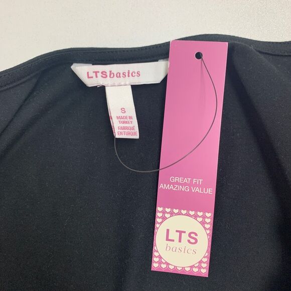 LTS Basics Shirt Womens S Small Black Cotton Stretch Scoop Back Long Sleeve Tee - Picture 7 of 12